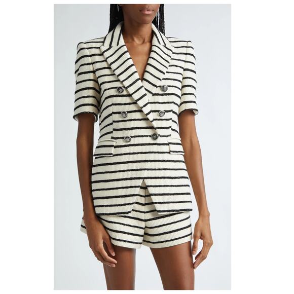 Veronica Beard Jackets & Blazers - NWT Veronica Beard Jenny Stripe Short Sleeve Cotton Blend Dickey Jacket Size 6